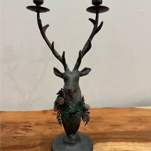 Vintage Dept 56 Metal Deer Candle Holder — Rustic Cabin / Holiday Décor